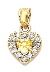 fine gold cubic zirconia heart November birthstone baby charm